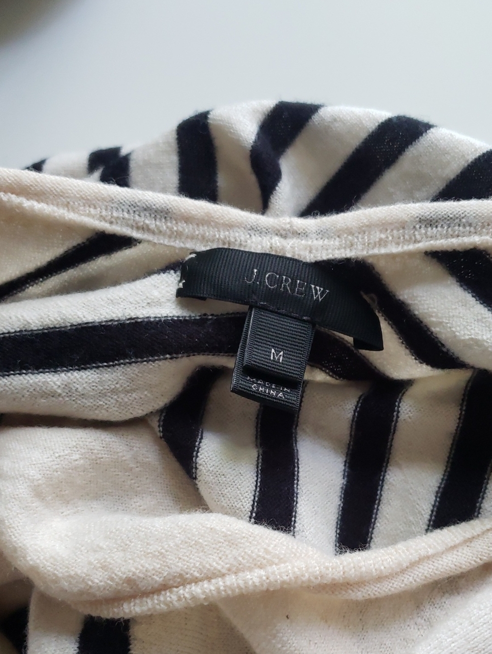 J. Crew Merino Wool Black and Cream Striped Knit Top - Picture 5 of 8
